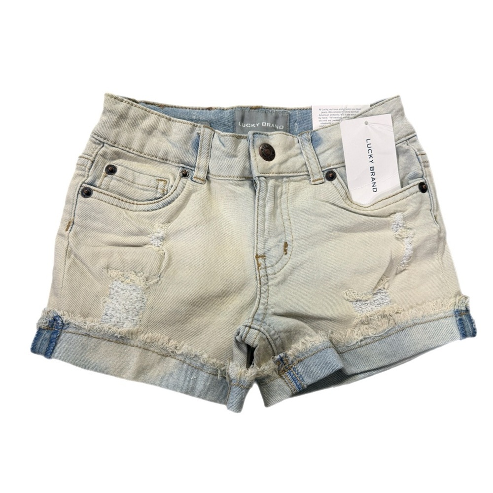 Lucky Brand Girls Cuffed Jean Shorts, Stretch Denim with 5 Pockets, Mid to High